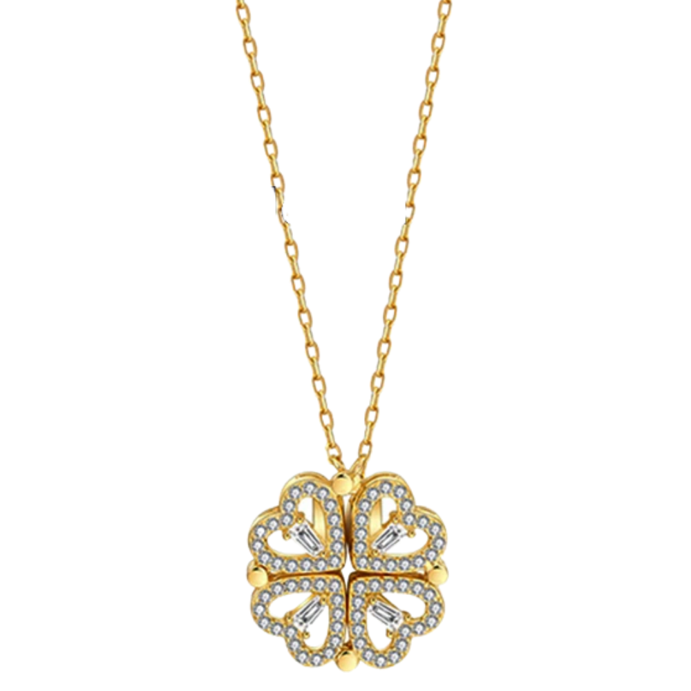 Four-leaf heart-shaped necklace