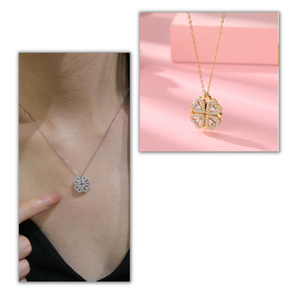 Vierblättrige Halskette in Herzform - Ozerty