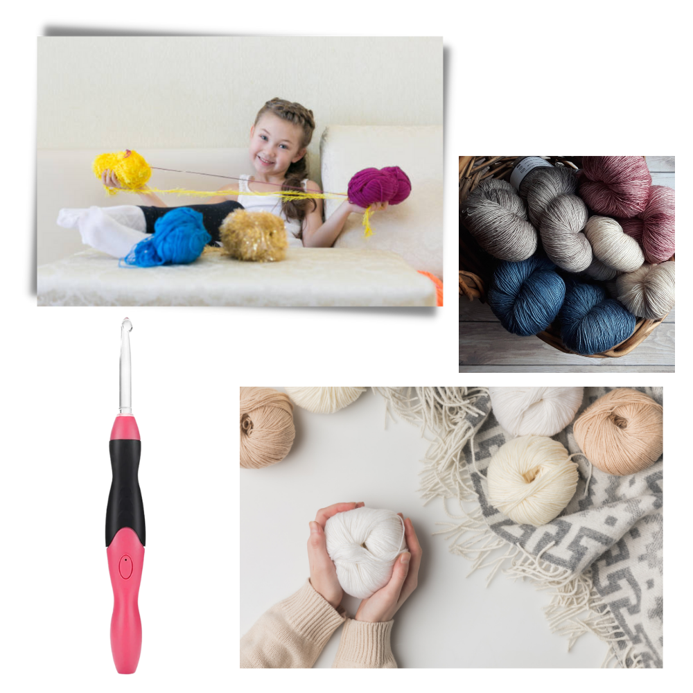 Set mit ergonomischen LED-Häkelnadeln - Ozerty