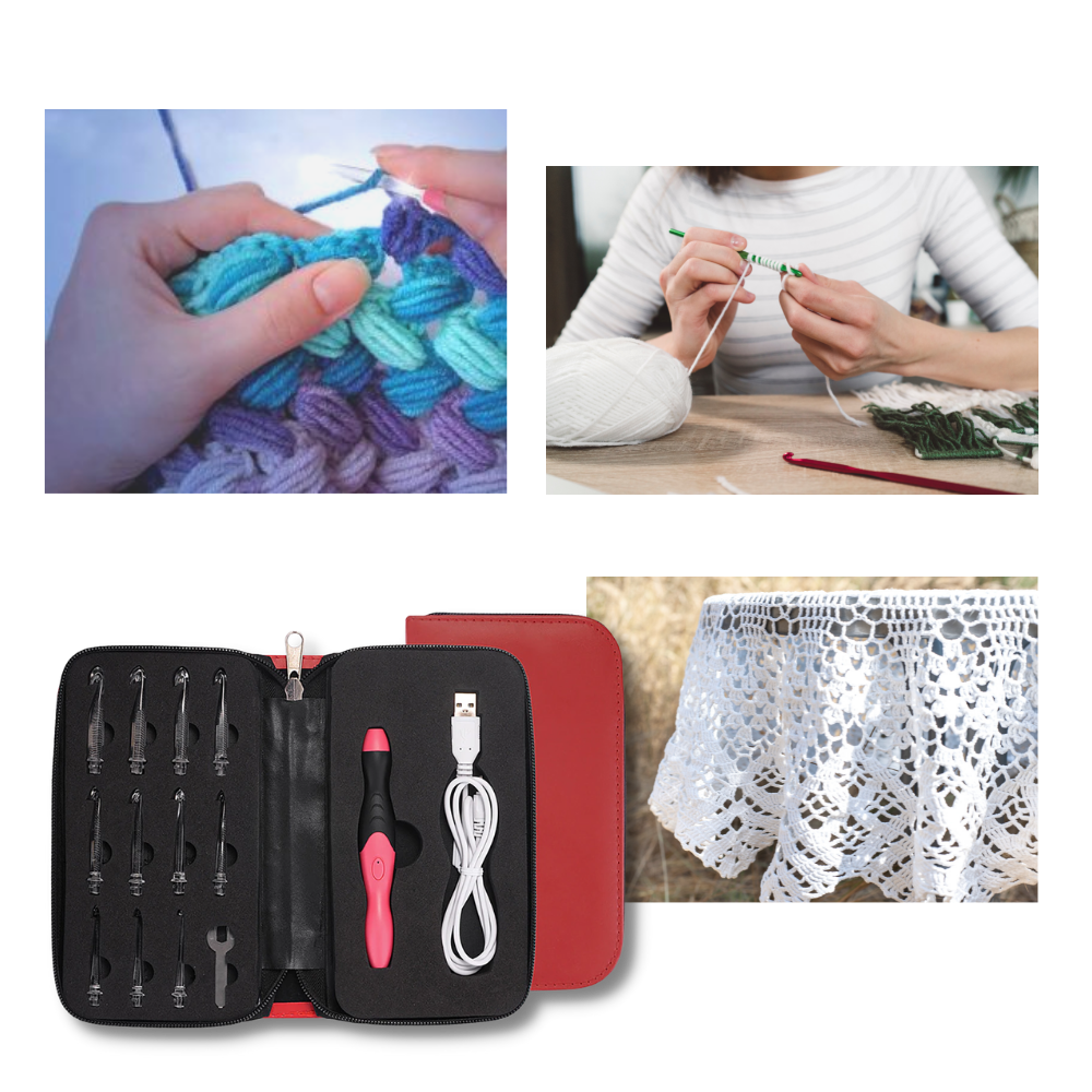 Set mit ergonomischen LED-Häkelnadeln - Ozerty