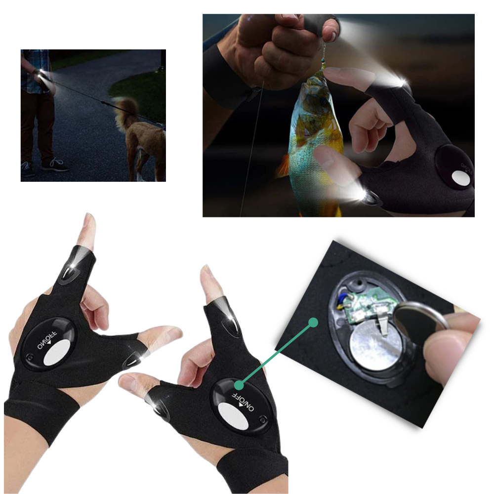 Ein Paar LED-Handschuhe mit wasserdichten Lichtern - Ozerty