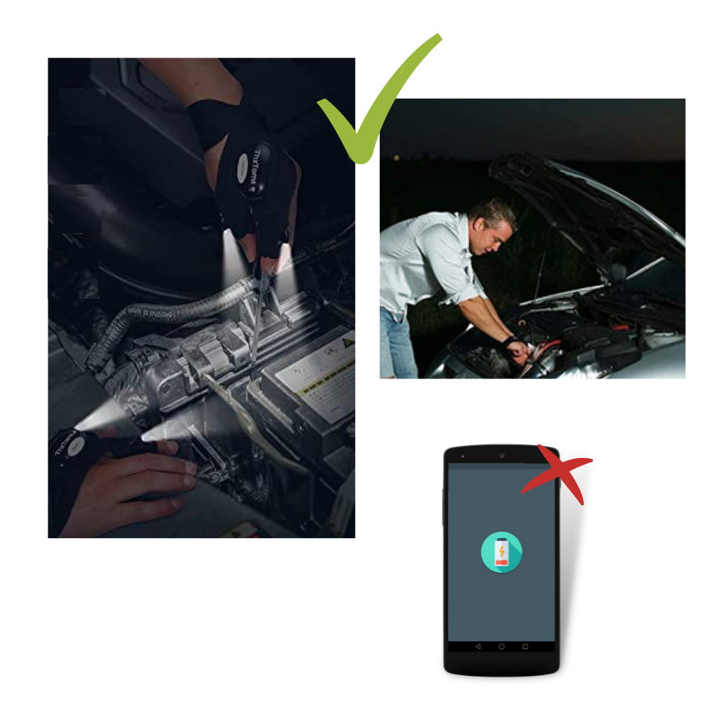 Ein Paar LED-Handschuhe mit wasserdichten Lichtern - Ozerty