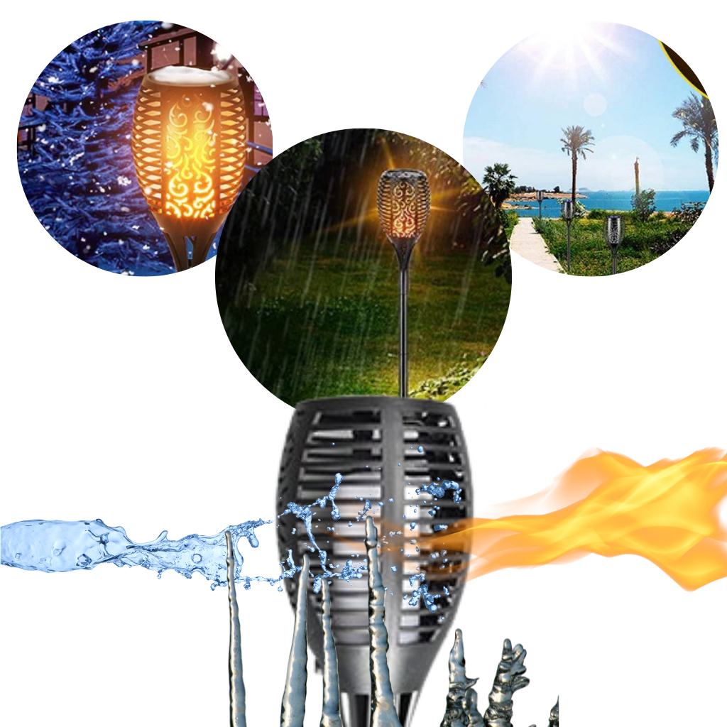 LED Solar Lampe mit flackernder Flamme - Ozerty