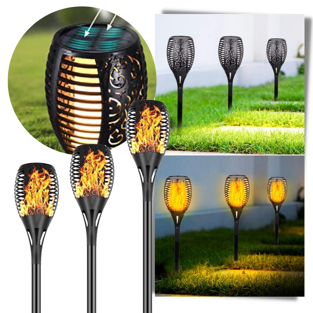 LED Solar Lampe mit flackernder Flamme - Ozerty