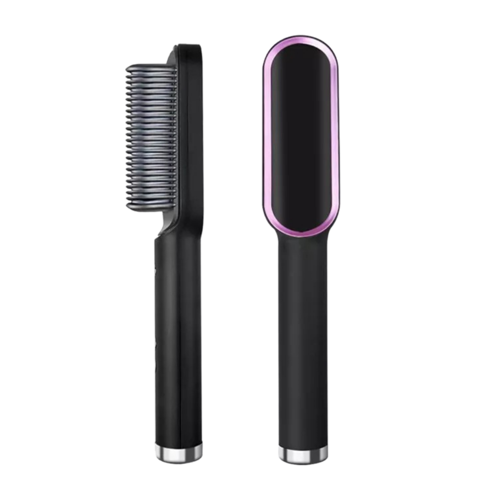 Electric ceramic brush hair straightener