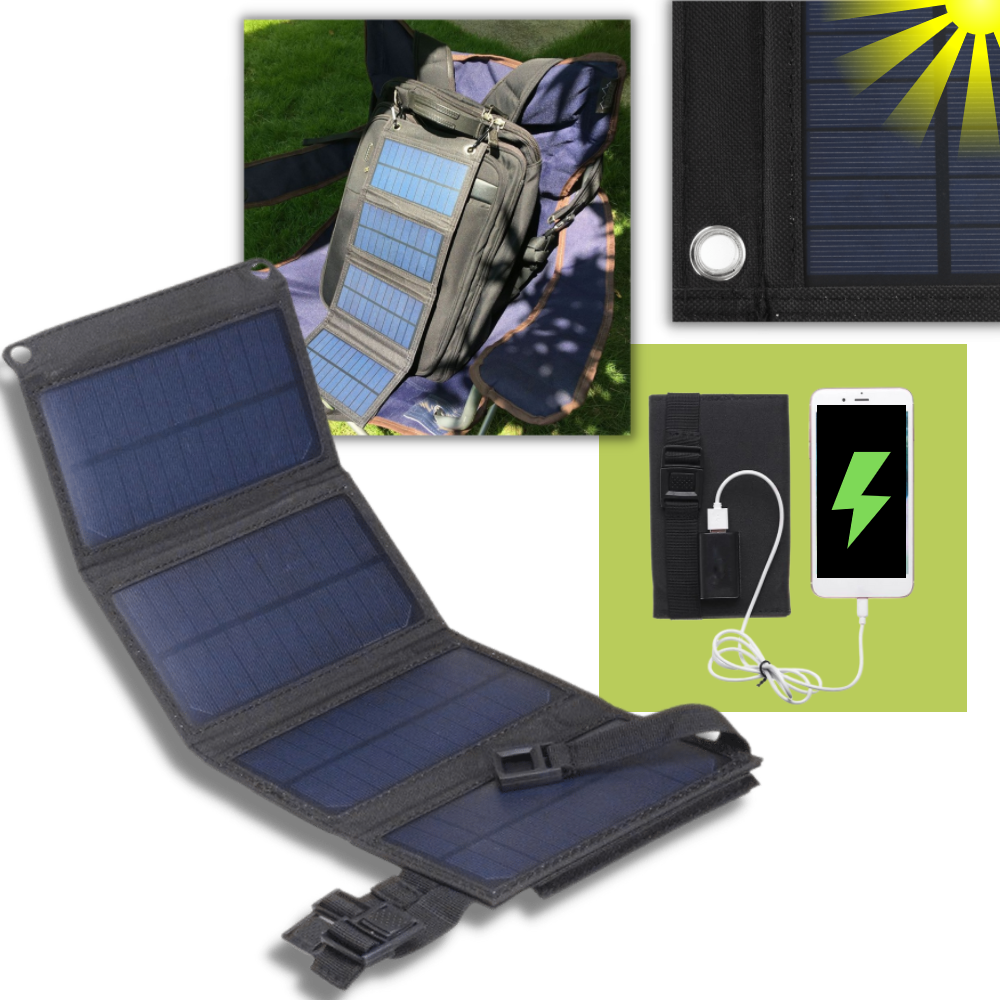 Tragbares Solarpanel Ladegerät mit 2 USB-Anschlüssen - Ozerty