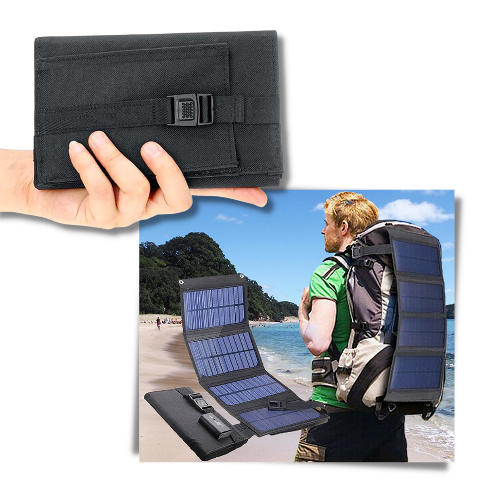 Tragbares Solarpanel Ladegerät mit 2 USB-Anschlüssen - Ozerty