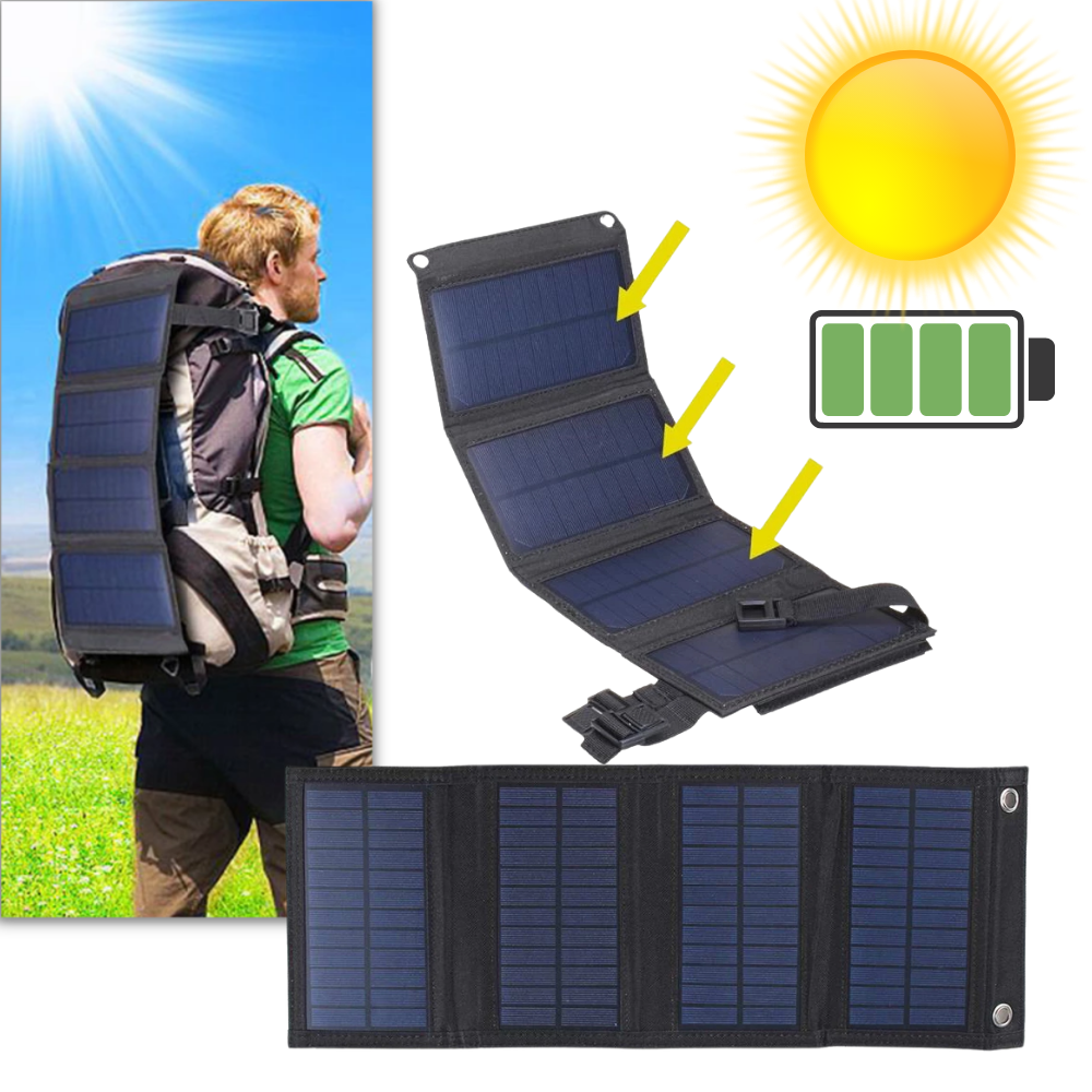 Tragbares Solarpanel Ladegerät mit 2 USB-Anschlüssen - Ozerty