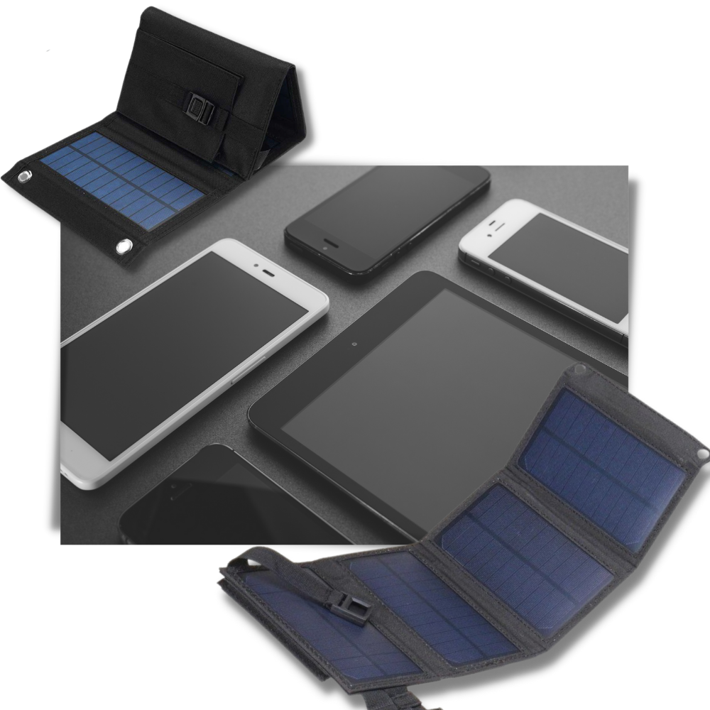 Tragbares Solarpanel Ladegerät mit 2 USB-Anschlüssen - Ozerty