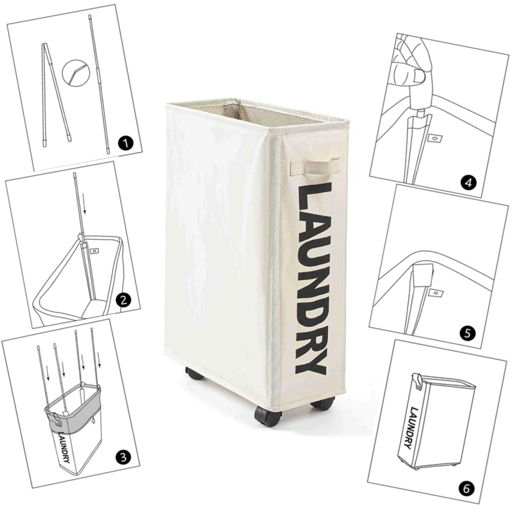 Tragbarer Wäschekorb mit Rädern - Ozerty