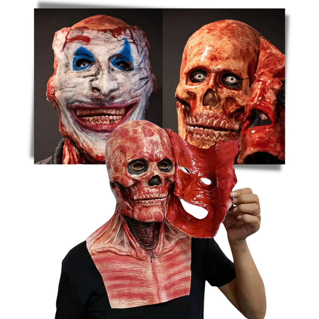 Realistische Halloween Horror Doppelmaske  - Ozerty