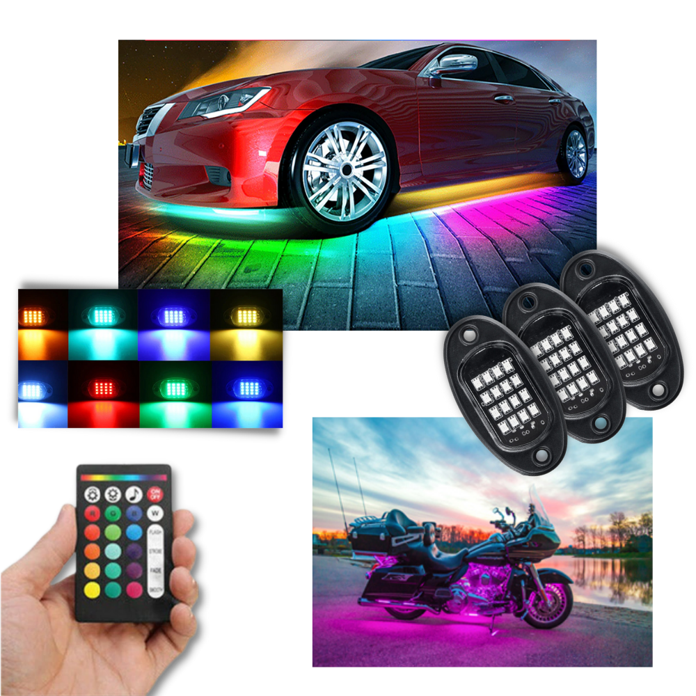 Packung mit 8 RGB-Leuchten für Fahrzeuge - Ozerty