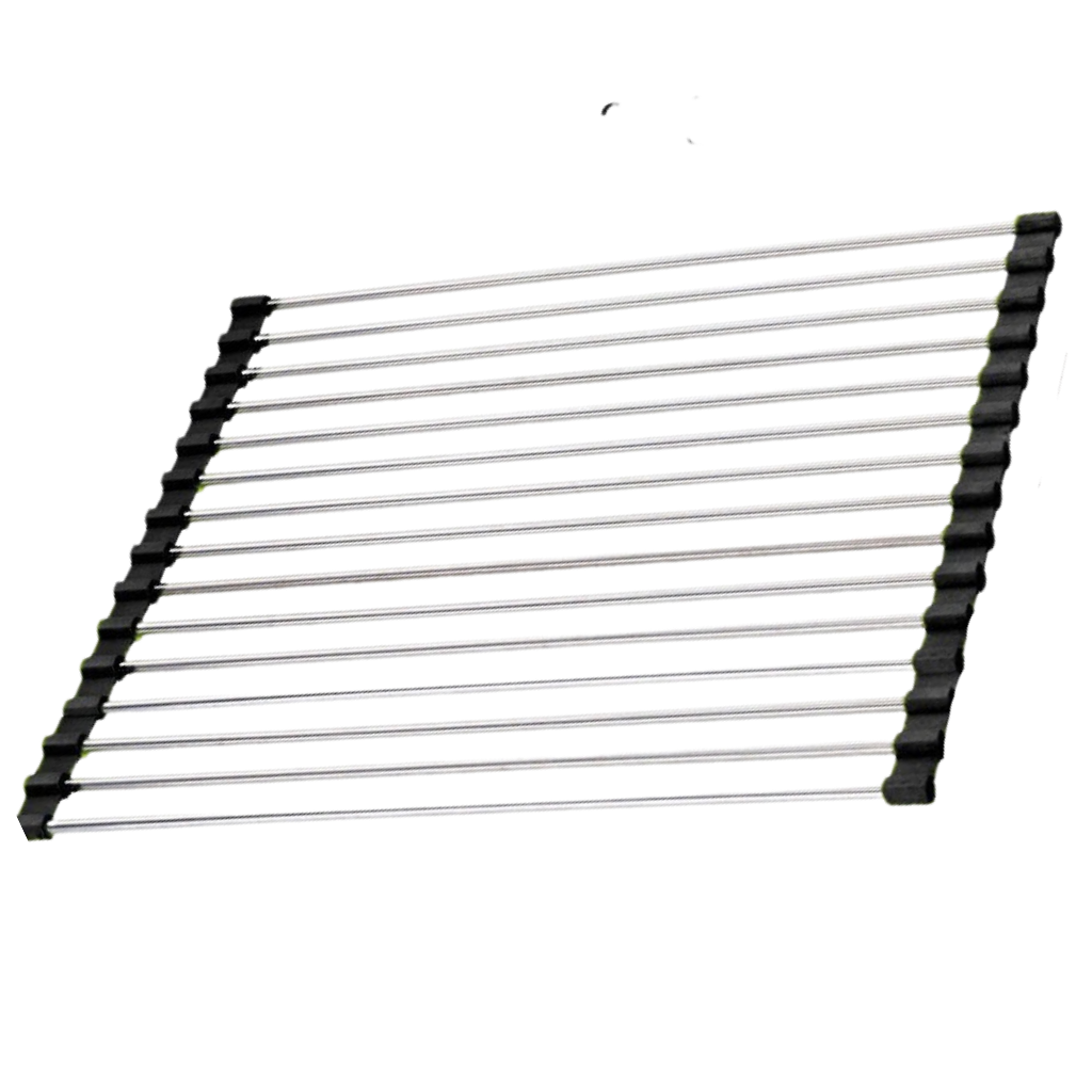 Aufrollbare Abtropfschale aus Edelstahl für Geschirr und Lebensmittel