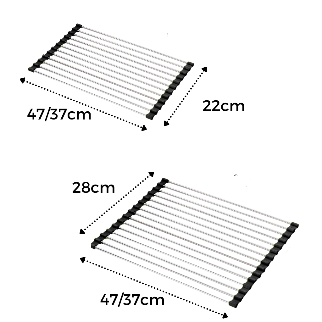 Aufrollbare Abtropfschale aus Edelstahl für Geschirr und Lebensmittel - Ozerty