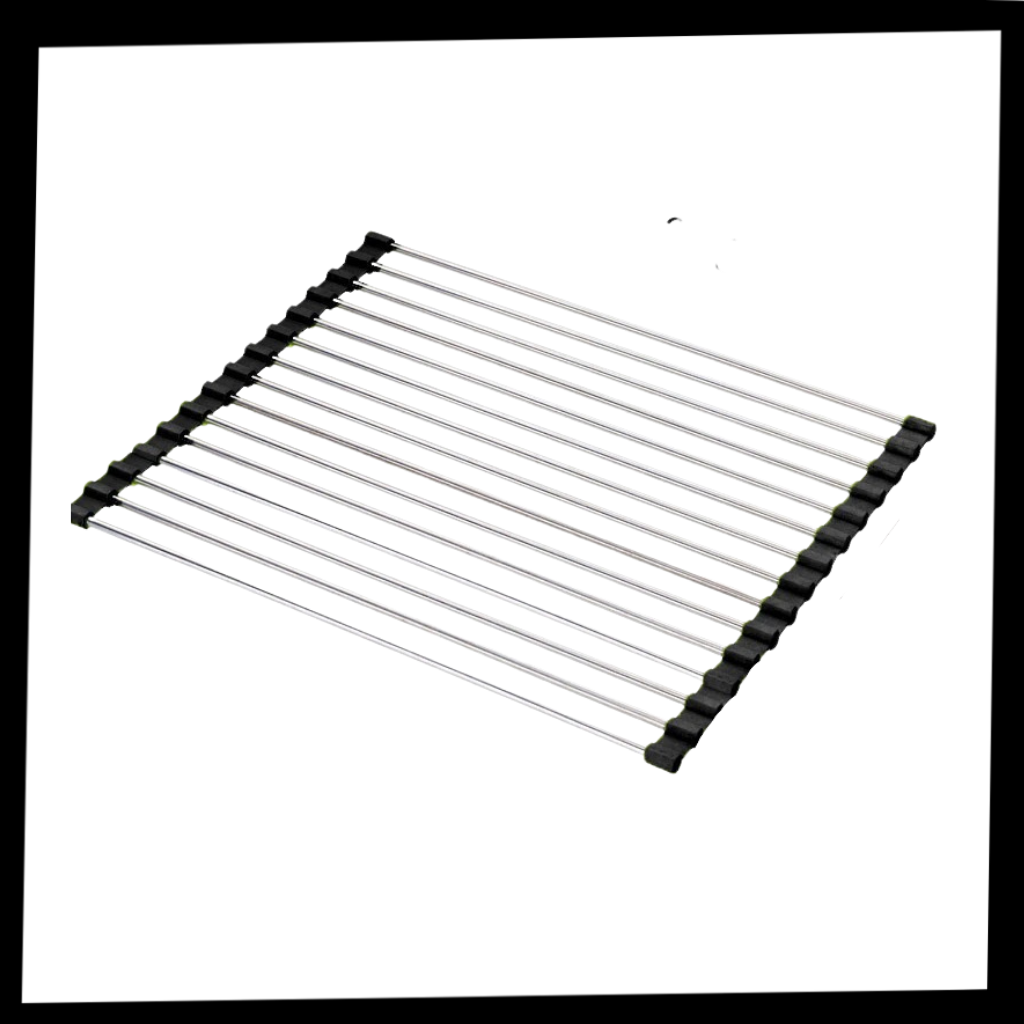 Aufrollbare Abtropfschale aus Edelstahl für Geschirr und Lebensmittel - Ozerty