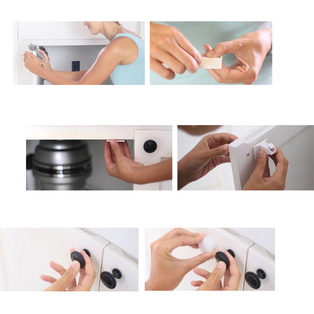 Packung mit 4 magnetischen Kindersicherheits-Schrankschlössern - Ozerty