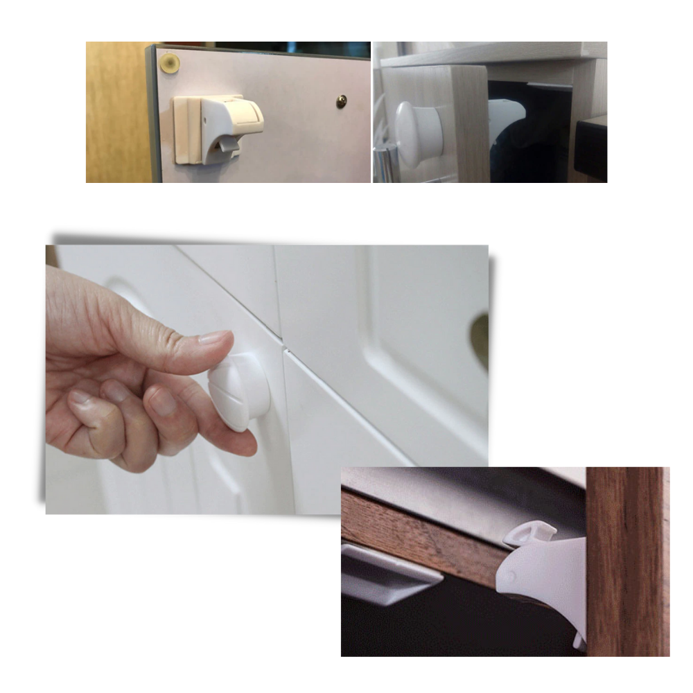 Packung mit 4 magnetischen Kindersicherheits-Schrankschlössern - Ozerty