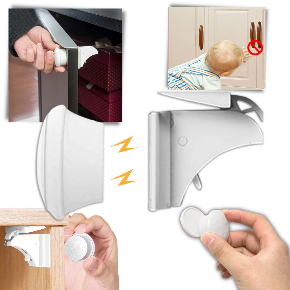Packung mit 4 magnetischen Kindersicherheits-Schrankschlössern - Ozerty