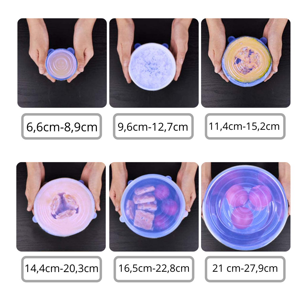 6 Stück Silikon-Stretch-Deckel - Ozerty