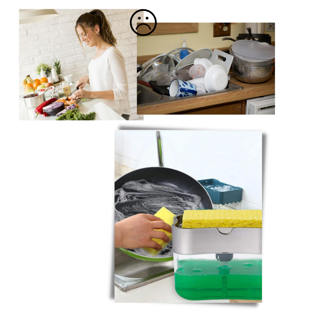 Spülmittelspender für die Küche mit Schwammhalterung - Ozerty