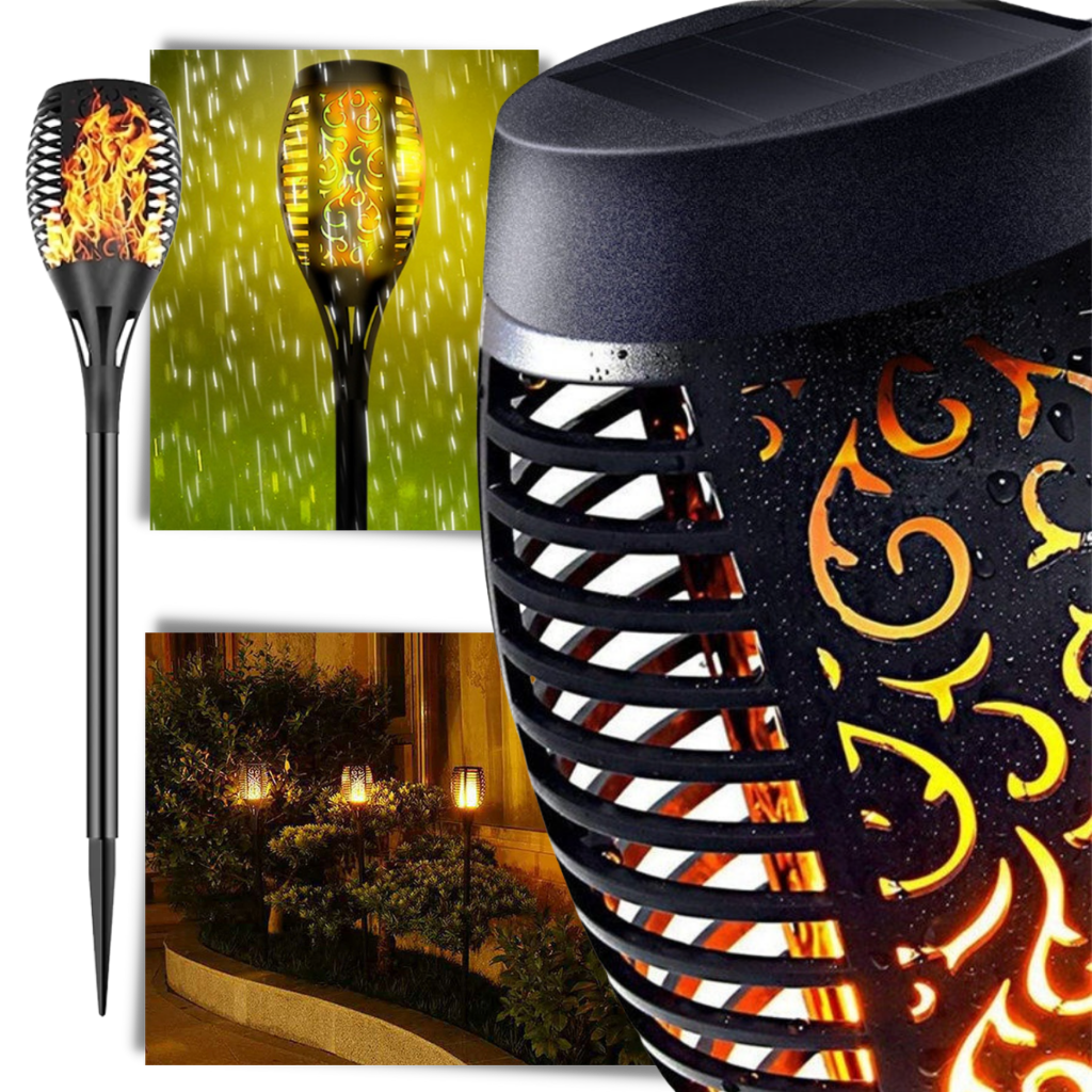 LED Solar Lampe mit flackernder Flamme - Ozerty