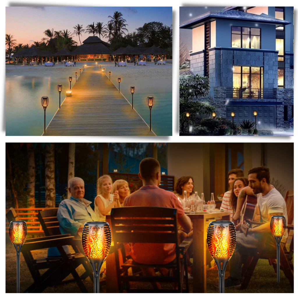 LED Solar Lampe mit flackernder Flamme - Ozerty