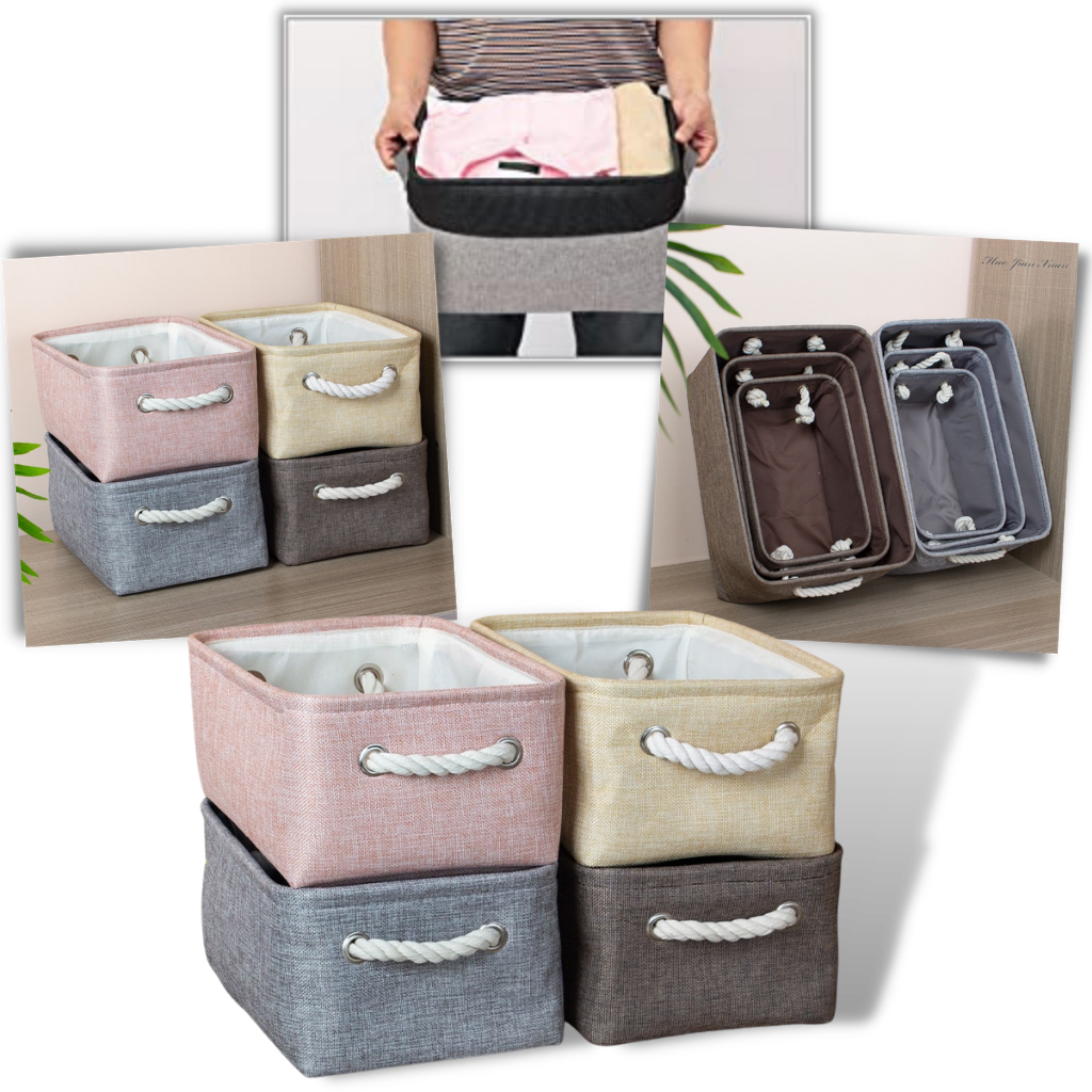 Stilvoller Leinen-Korb mit Seilgriffen - Ozerty