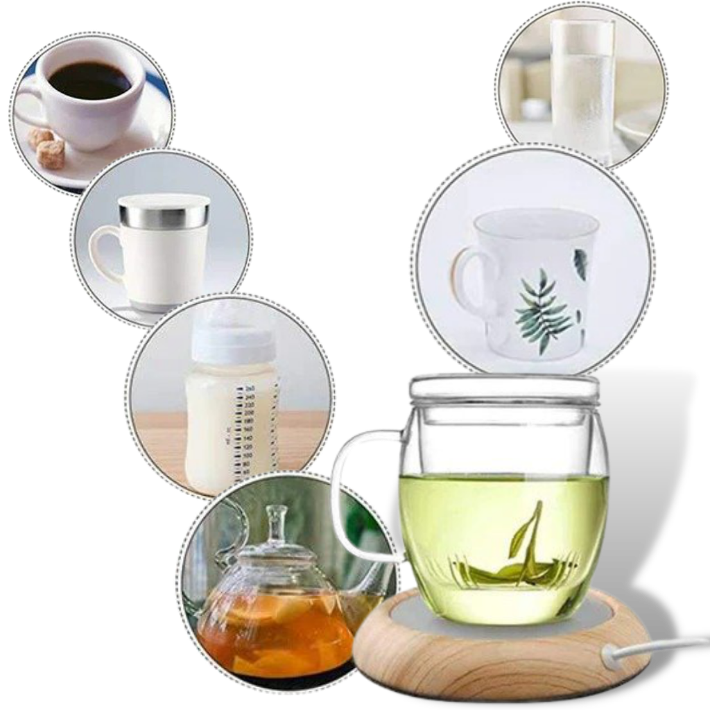 USB Elektrischer Tassenwärmer aus Holz - Ozerty