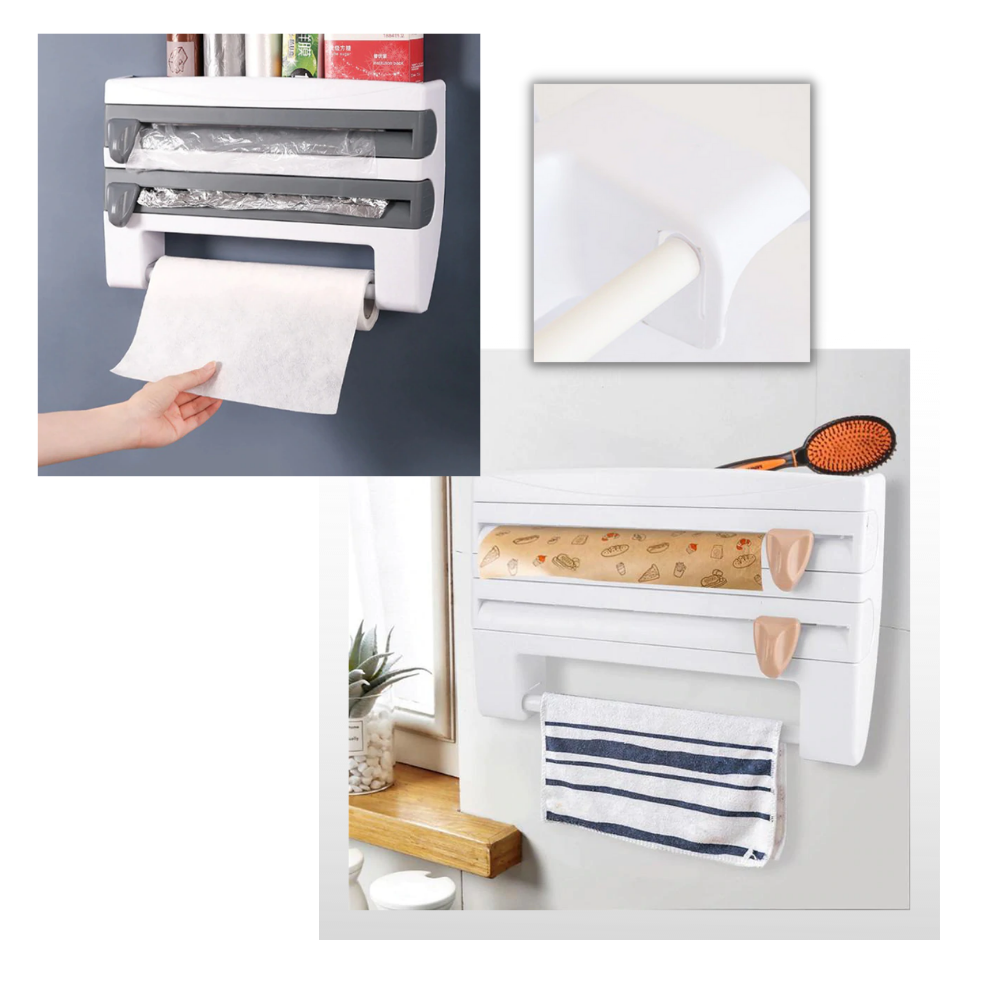 4-in-1-Wandhalter für Kunststofffolien und Papierhandtücher - Ozerty