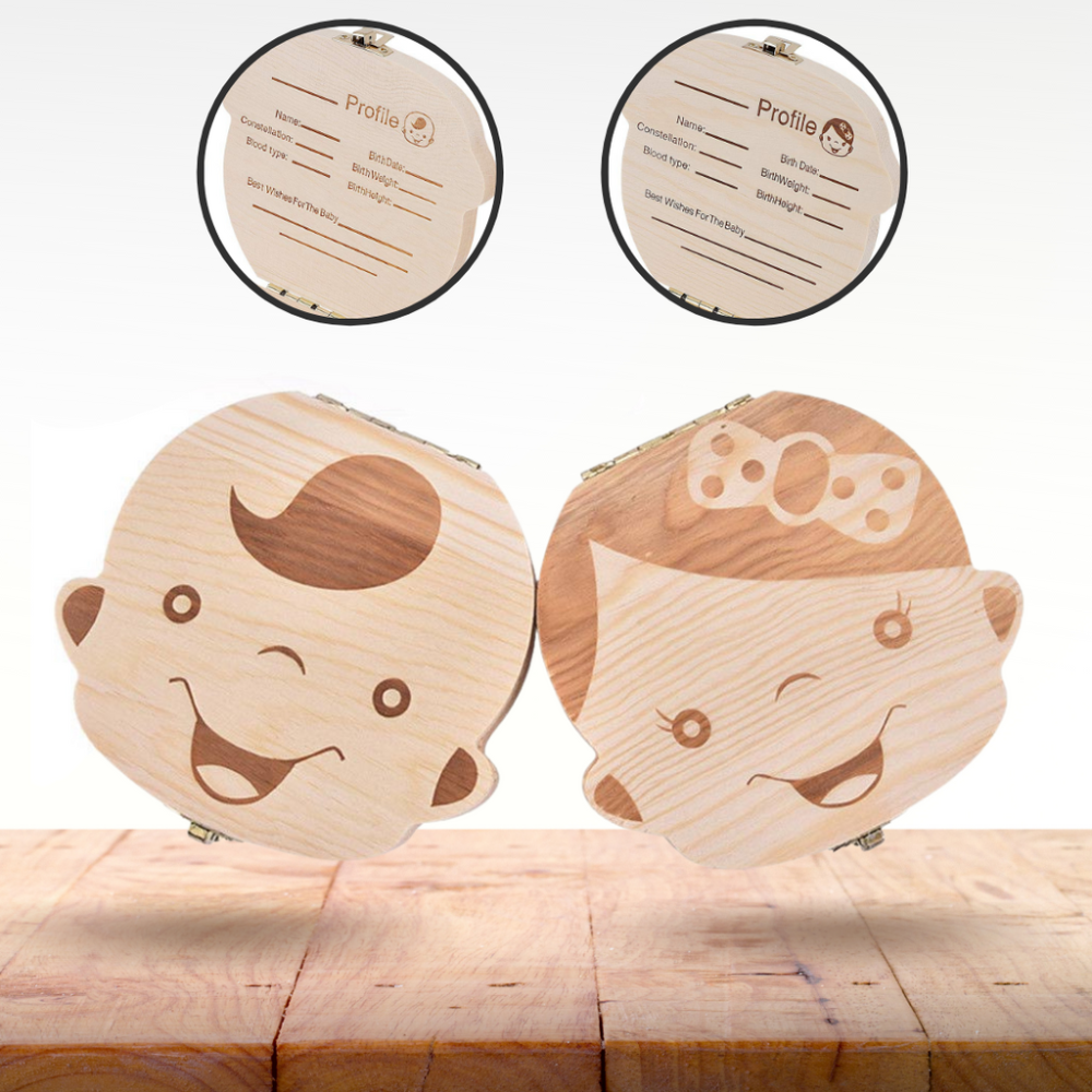 Wooden baby tooth box