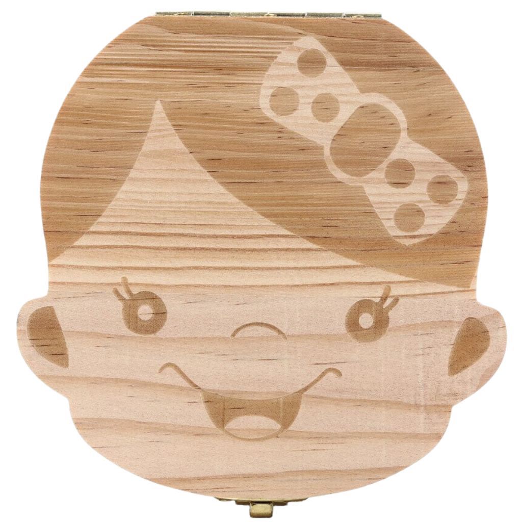 Wooden baby tooth box