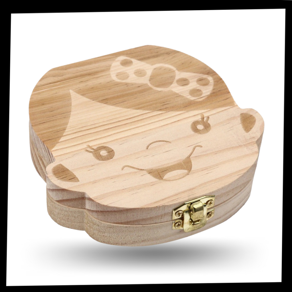 Wooden baby tooth box