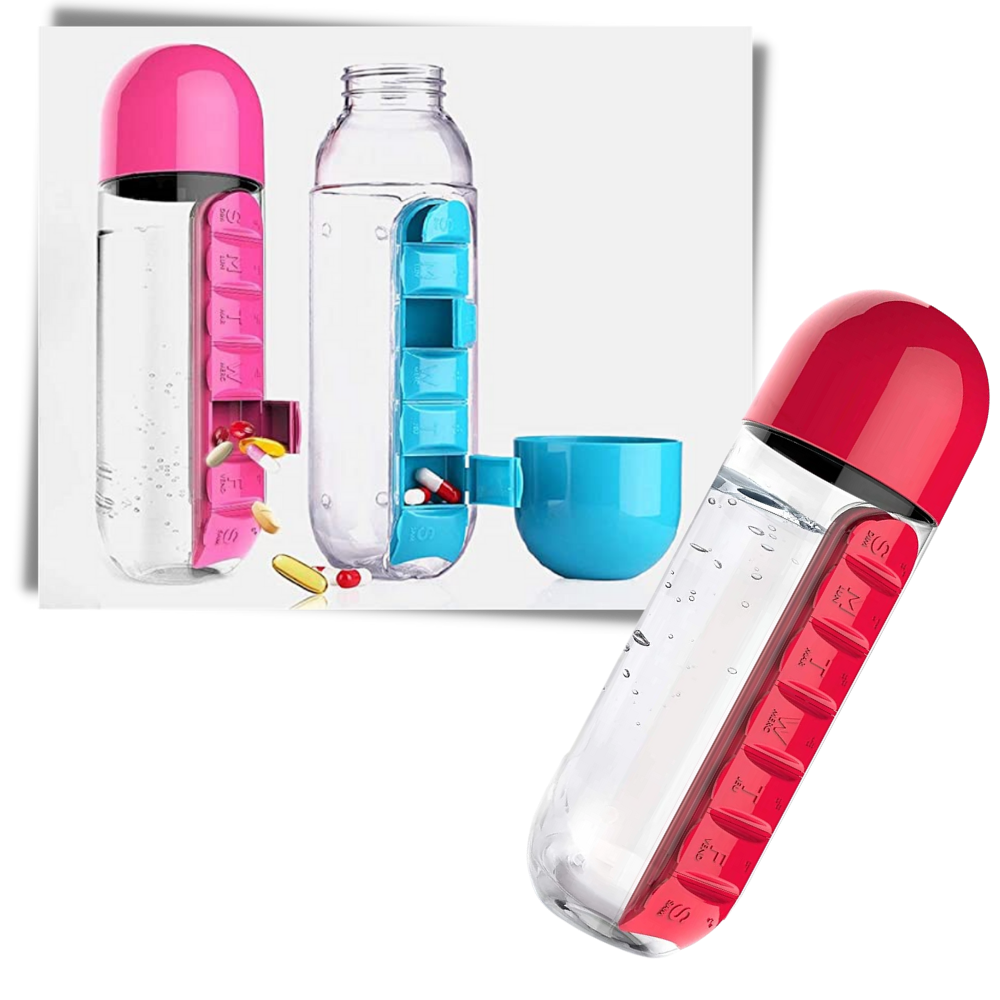 Plastikwasserflasche mit Pillendose - Odeut