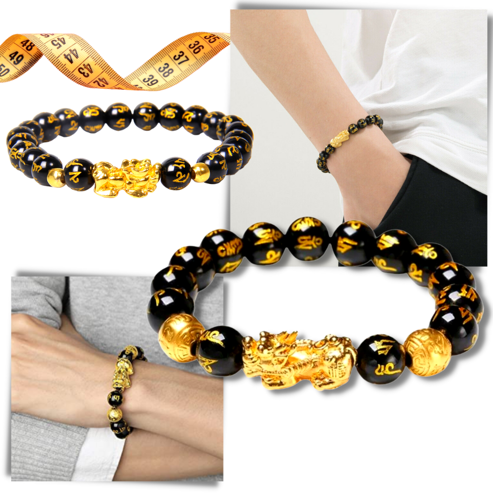 Schwarz & Gold Obsidian Armband - Ozerty