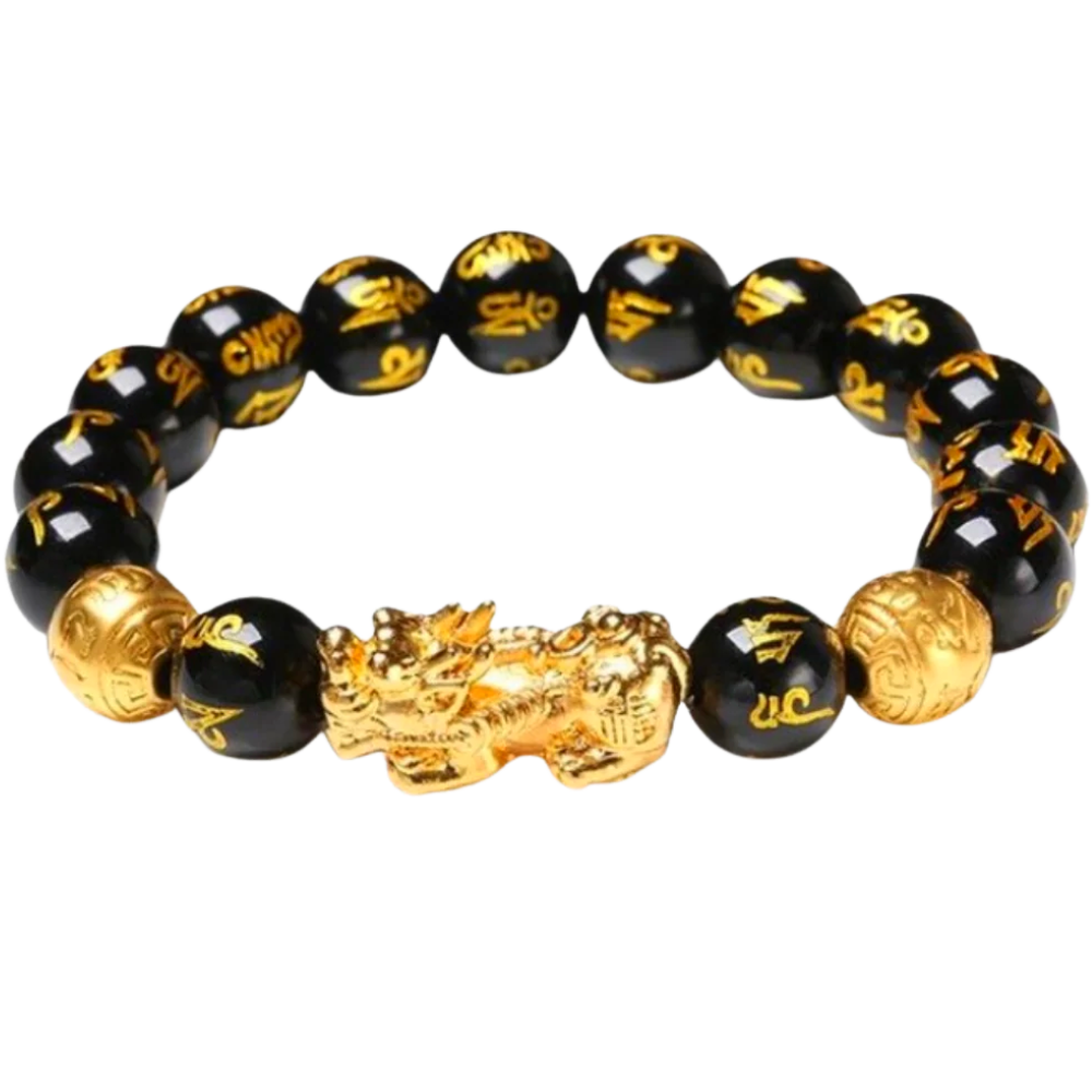 Schwarz & Gold Obsidian Armband - Ozerty