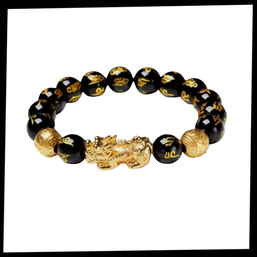 Schwarz & Gold Obsidian Armband - Ozerty