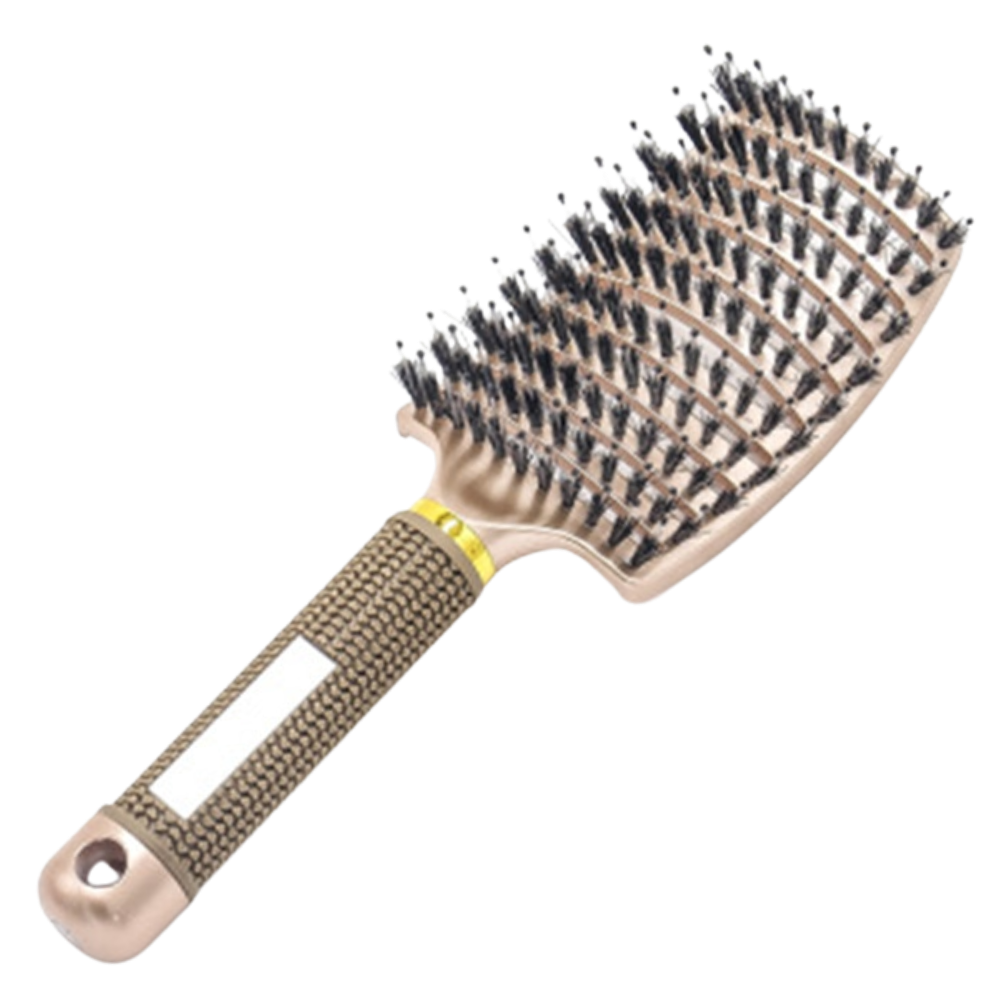 Massage hairbrush with boar bristles