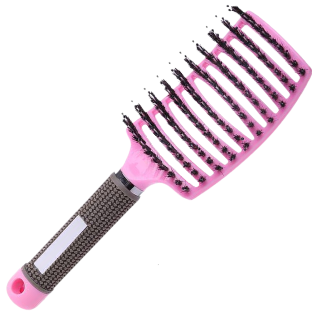 Massage hairbrush with boar bristles