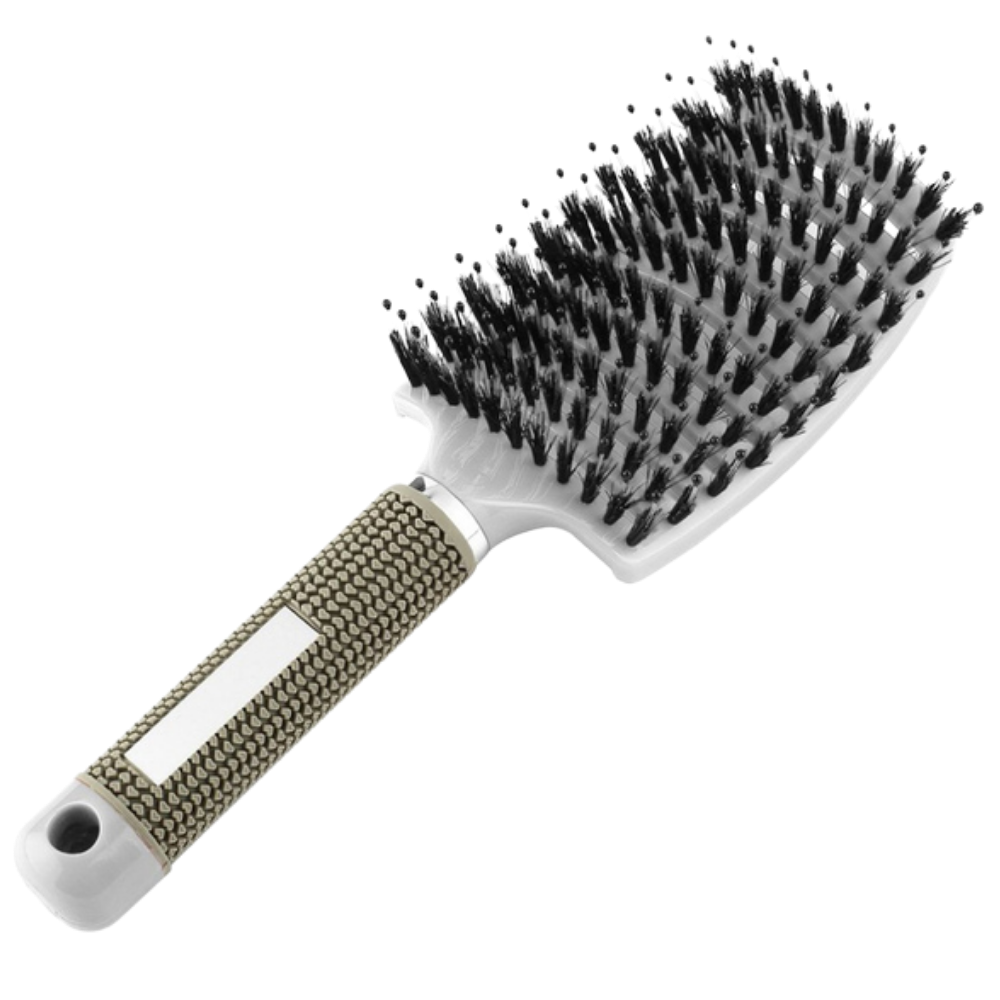 Massage hairbrush with boar bristles