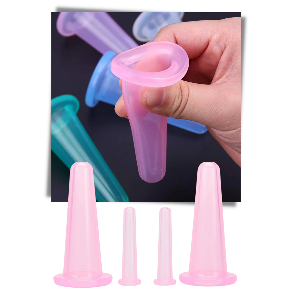 4 Silikontassen für Gesichtsmassage Schröpfen - Ozerty