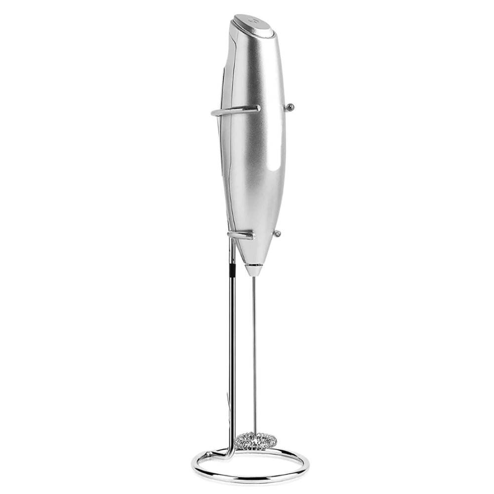 Electric hand milk frother with holder