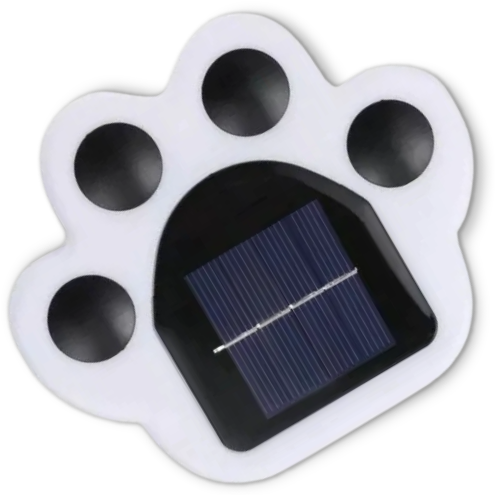 Solar powered path light with paw print