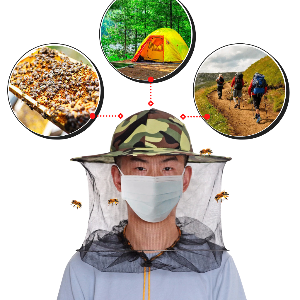 Camouflage Imkerhut mit Nylon-Netzschleier - Ozerty