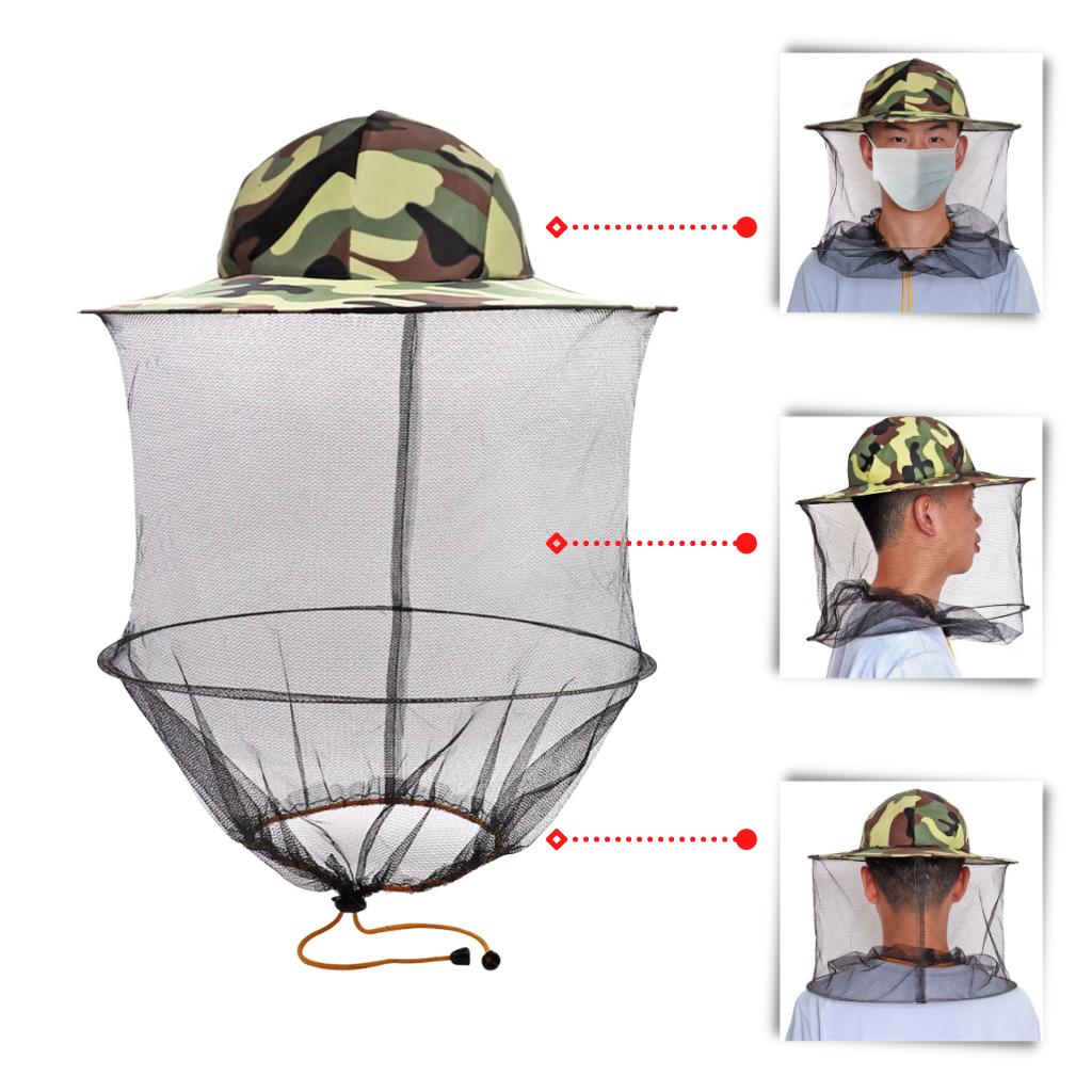 Camouflage Imkerhut mit Nylon-Netzschleier - Ozerty