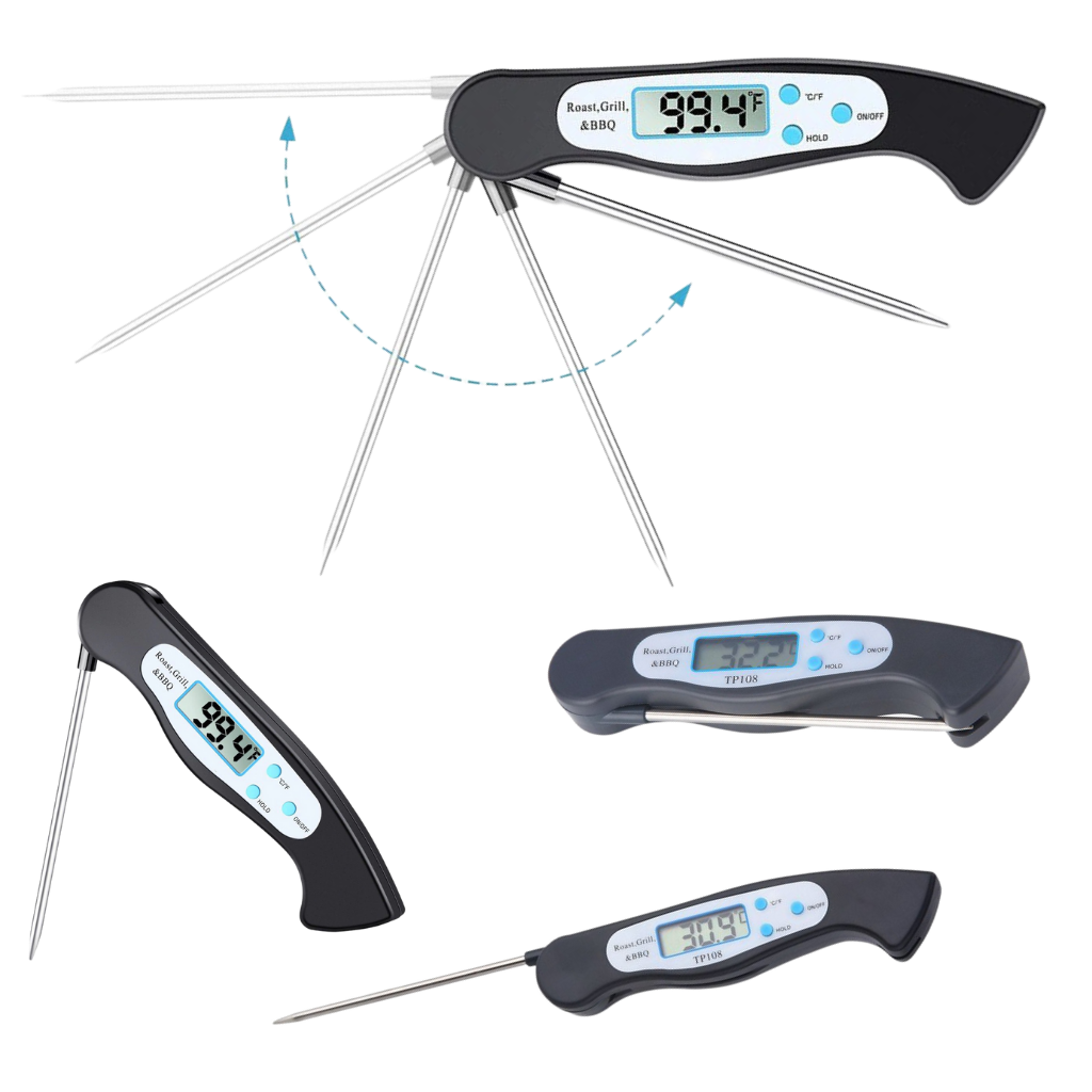 Zusammenklappbares digitales Lebensmittelthermometer mit Sofortanzeige - Ozerty