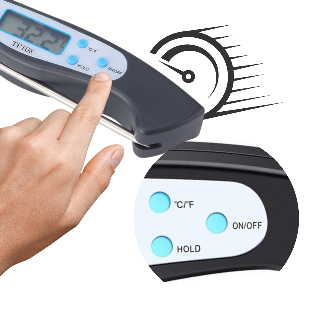 Zusammenklappbares digitales Lebensmittelthermometer mit Sofortanzeige - Ozerty