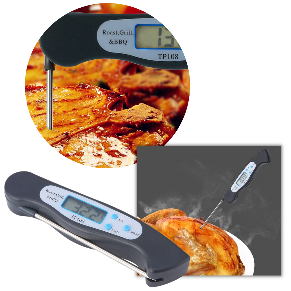 Zusammenklappbares digitales Lebensmittelthermometer mit Sofortanzeige - Ozerty