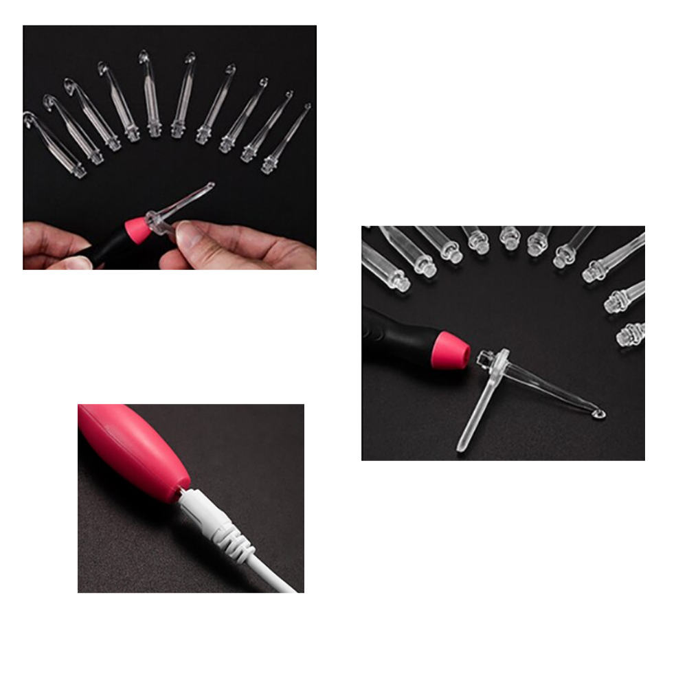Set mit ergonomischen LED-Häkelnadeln - Ozerty