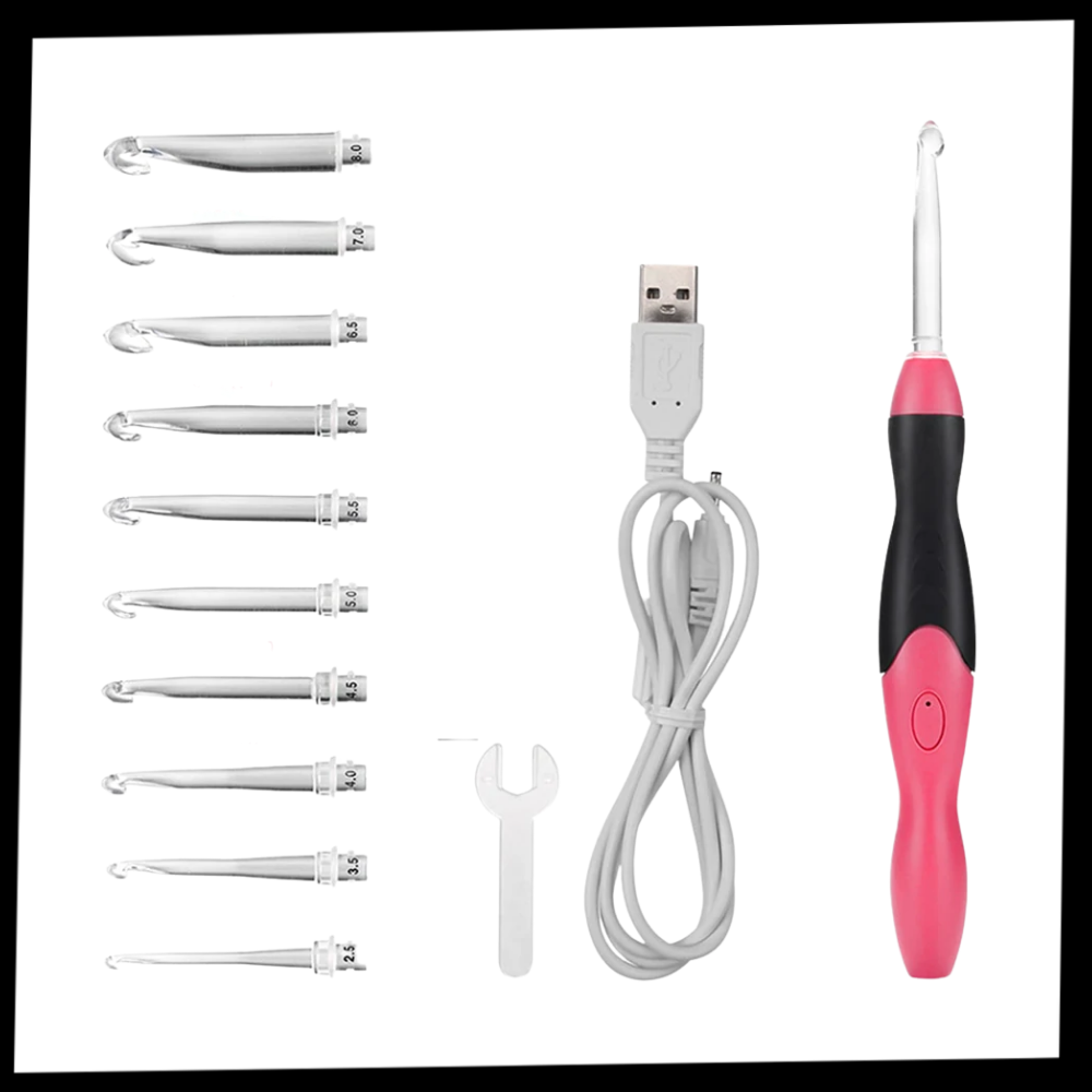 Set mit ergonomischen LED-Häkelnadeln - Ozerty