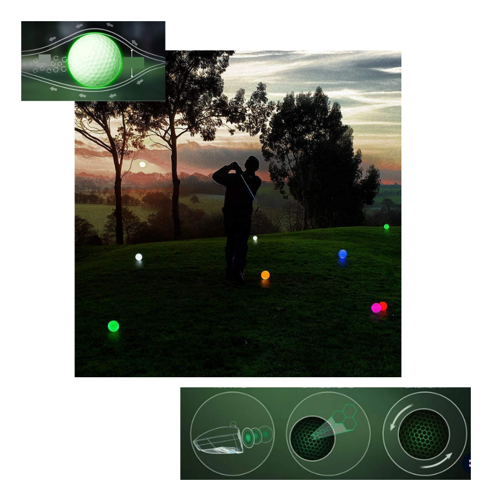 6er-Pack LED-Leuchtgolfbälle - Ozerty